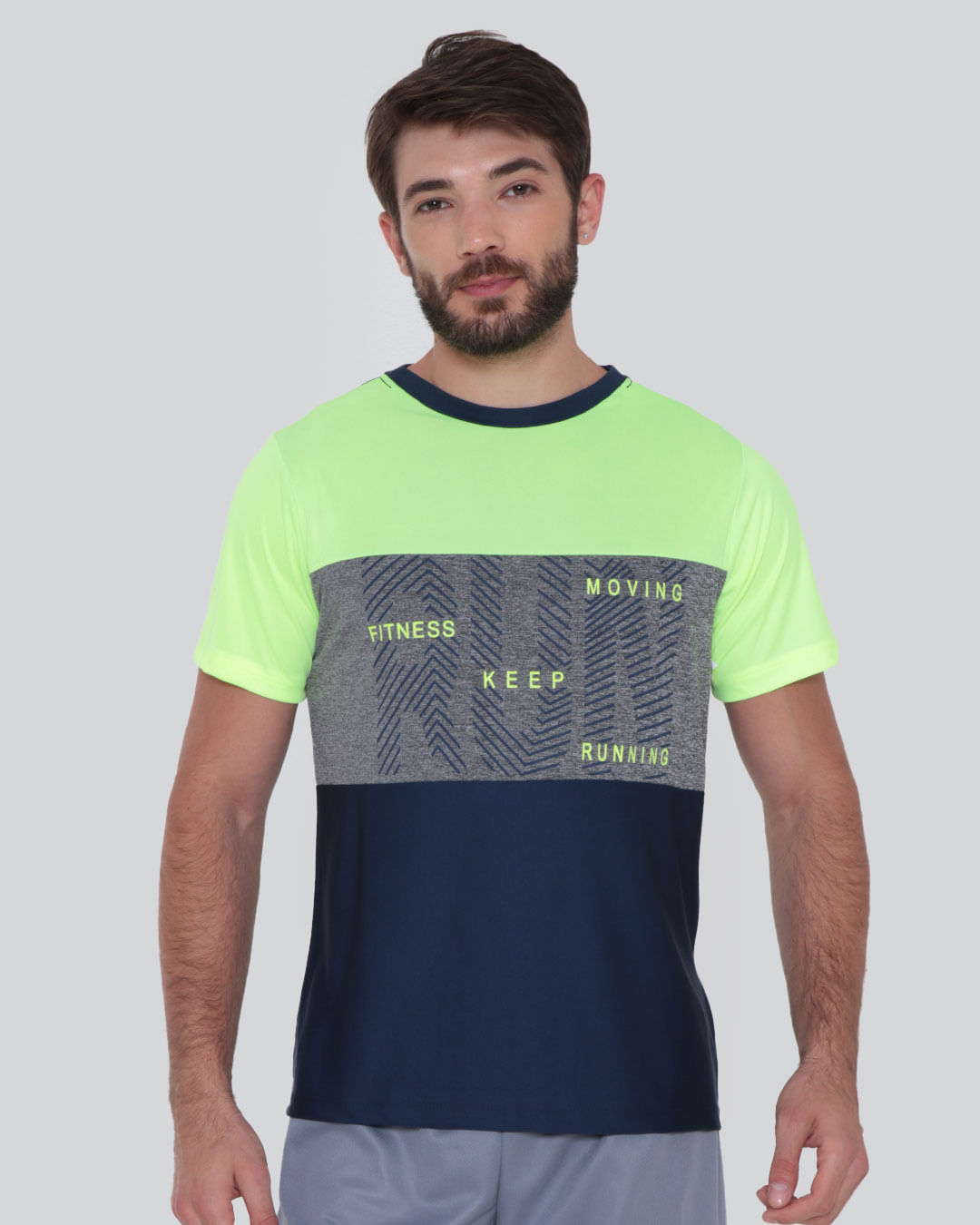 Camiseta Masculina Fitness Recorte Neon Marinho