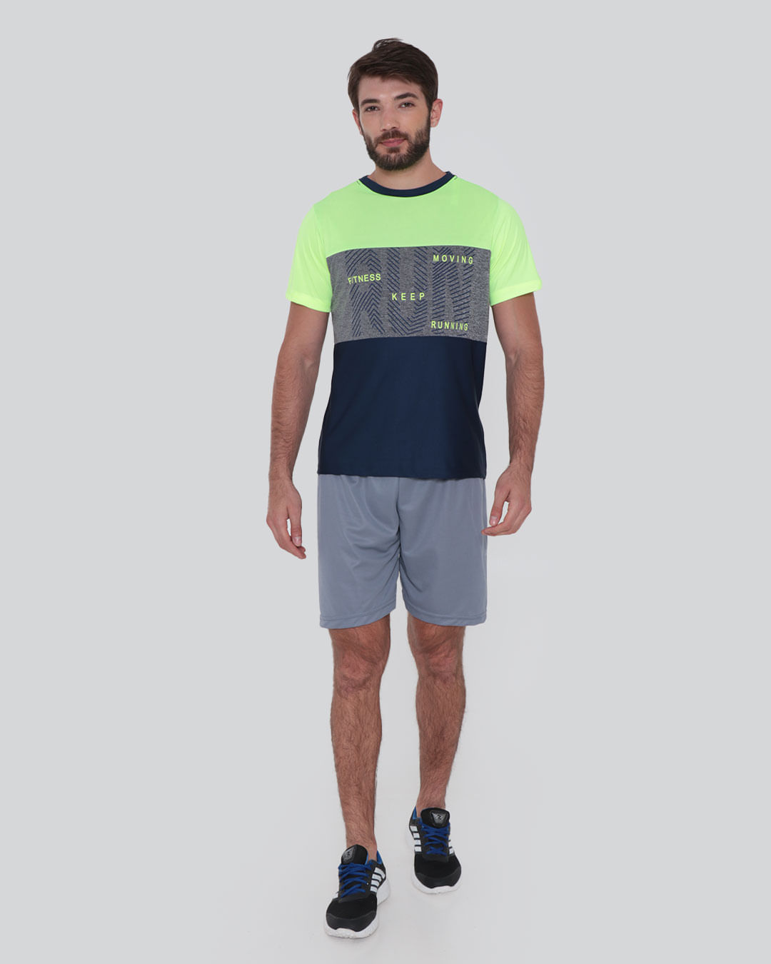 Camiseta Masculina Fitness Recorte Neon Marinho