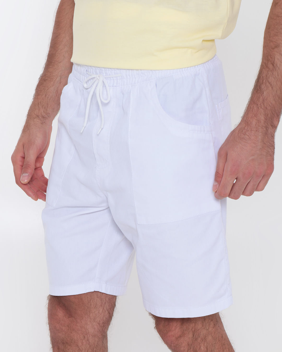 Bermuda Masculina Sarja Bolso Branco