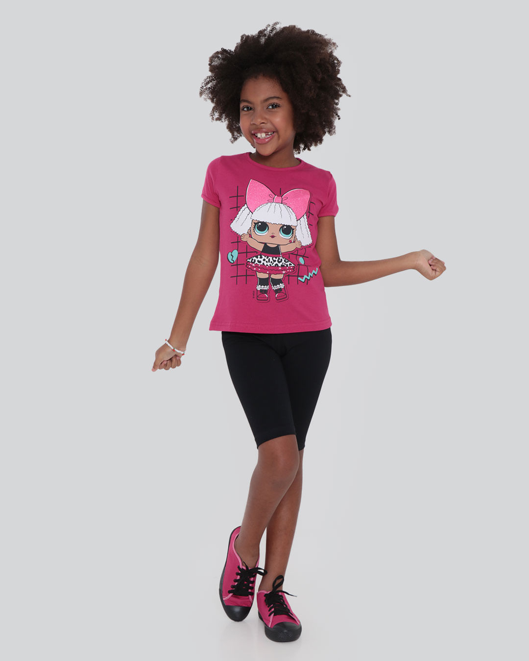 Conjunto Infantil Blusa e Bermuda LOL Surprise Rosa