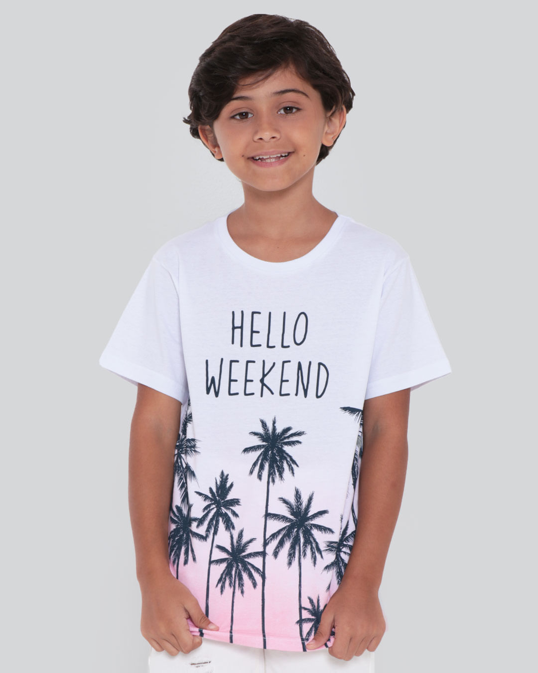 Camiseta Infantil Estampa Tropical Branca