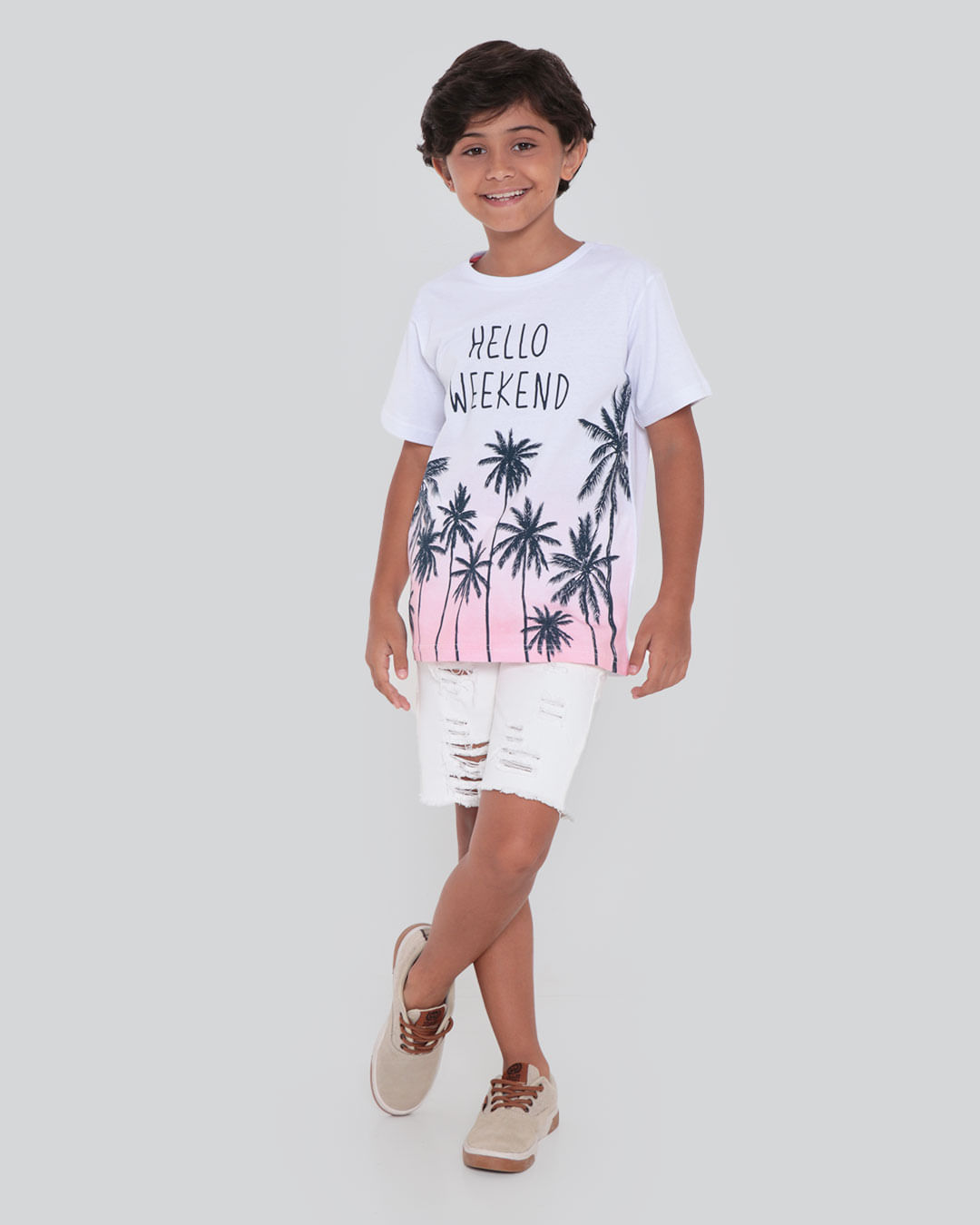 Camiseta Infantil Estampa Tropical Branca