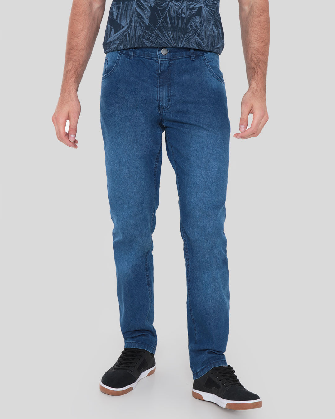 Calça Jeans Masculina Reta Azul Médio