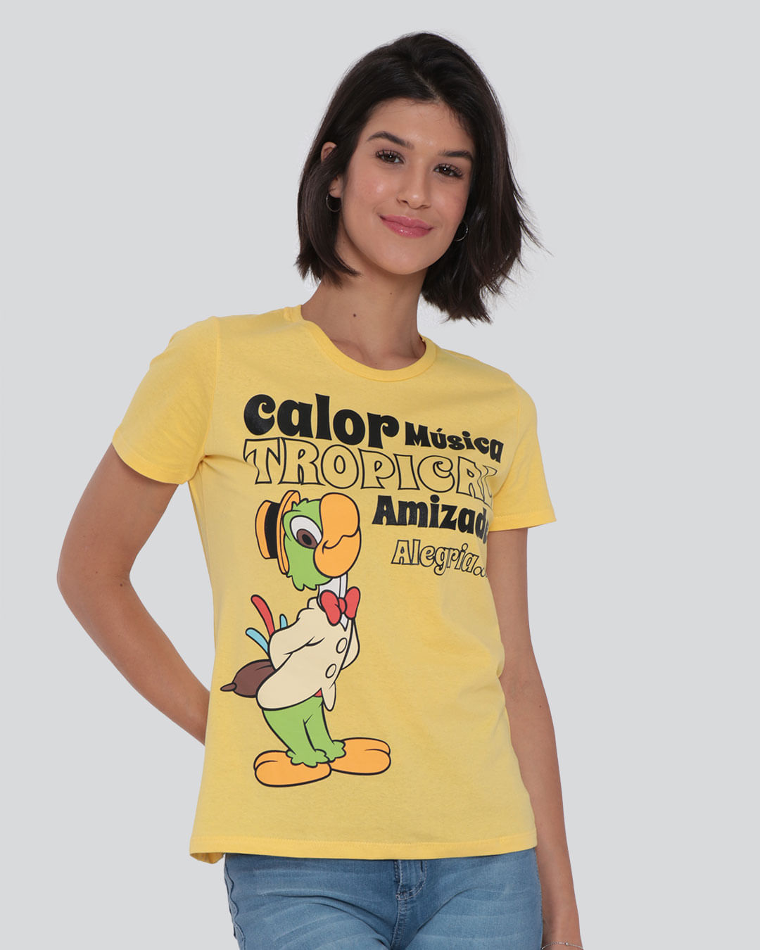 Camiseta Feminina Zé Carioca Disney Amarela