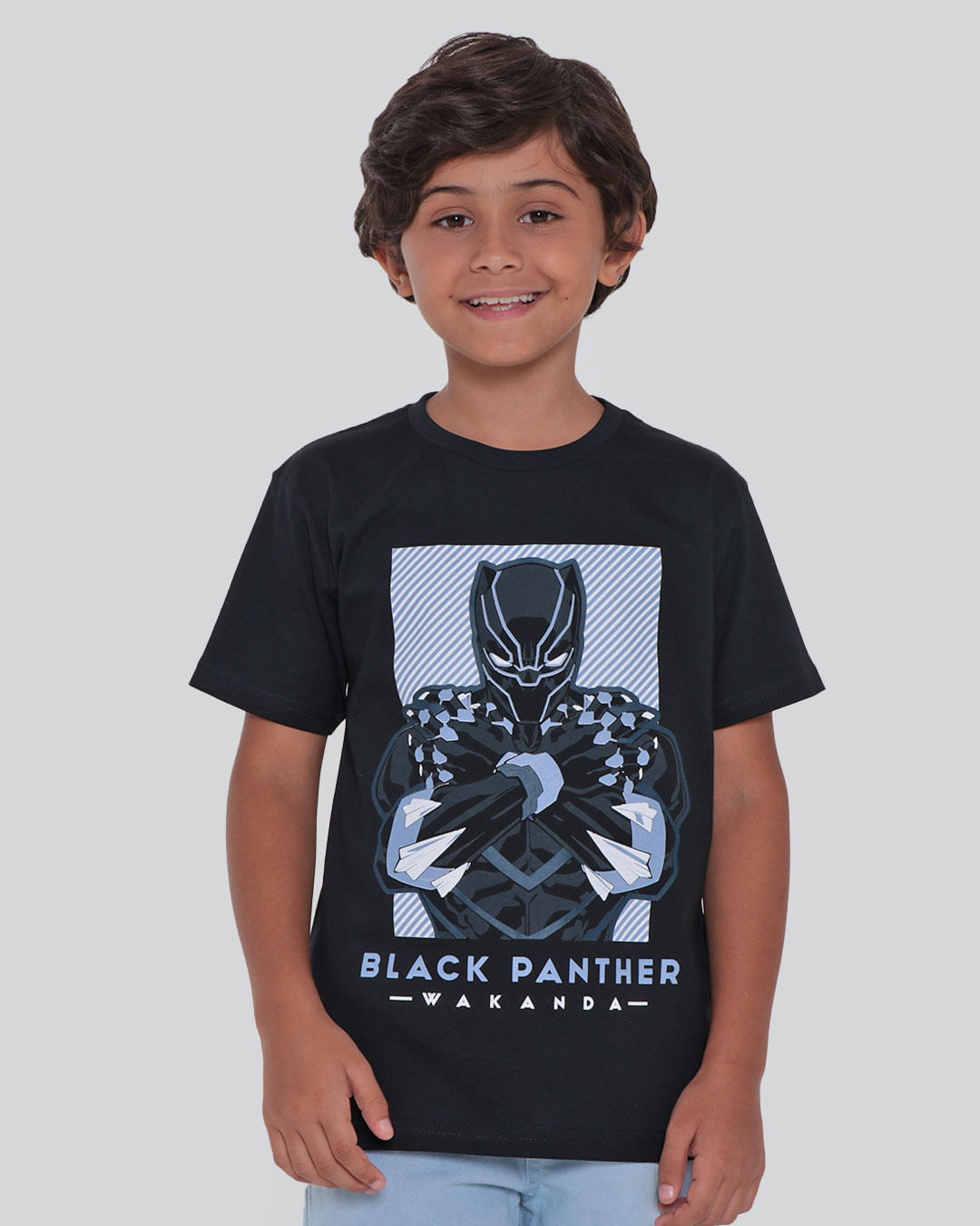 Camiseta Infantil Pantera Negra Marvel Preta