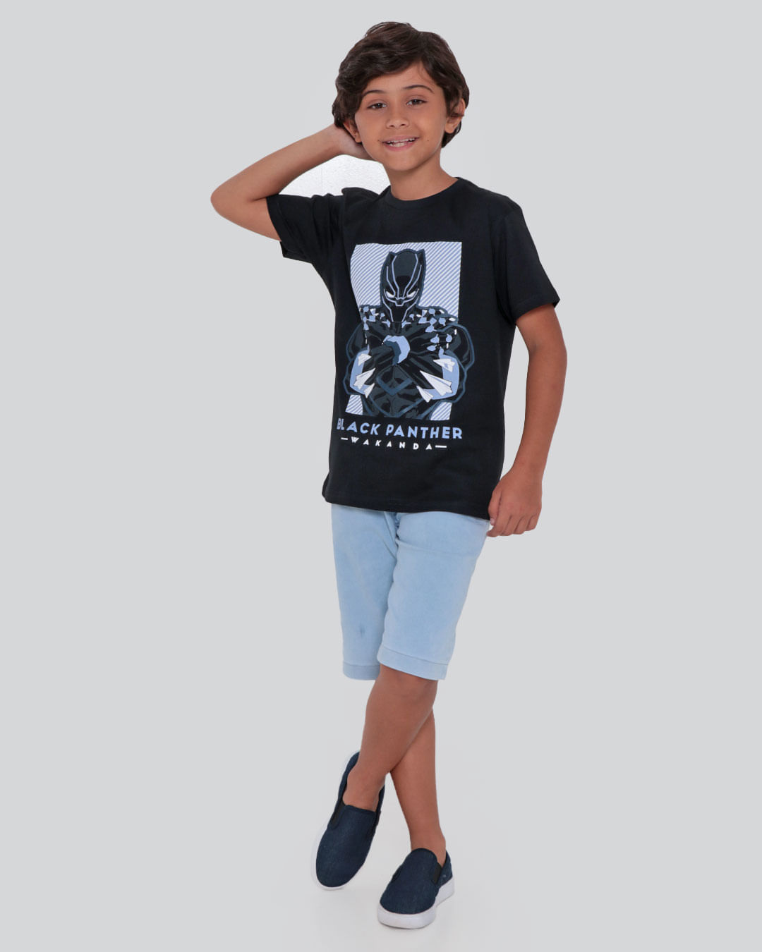 Camiseta Infantil Pantera Negra Marvel Preta