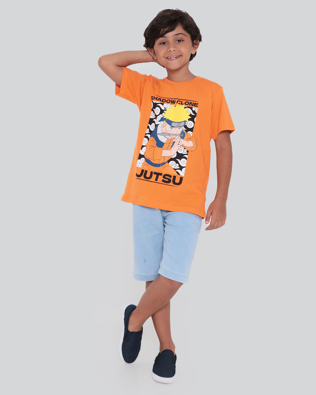 Camiseta Infantil Estampa Naruto Laranja