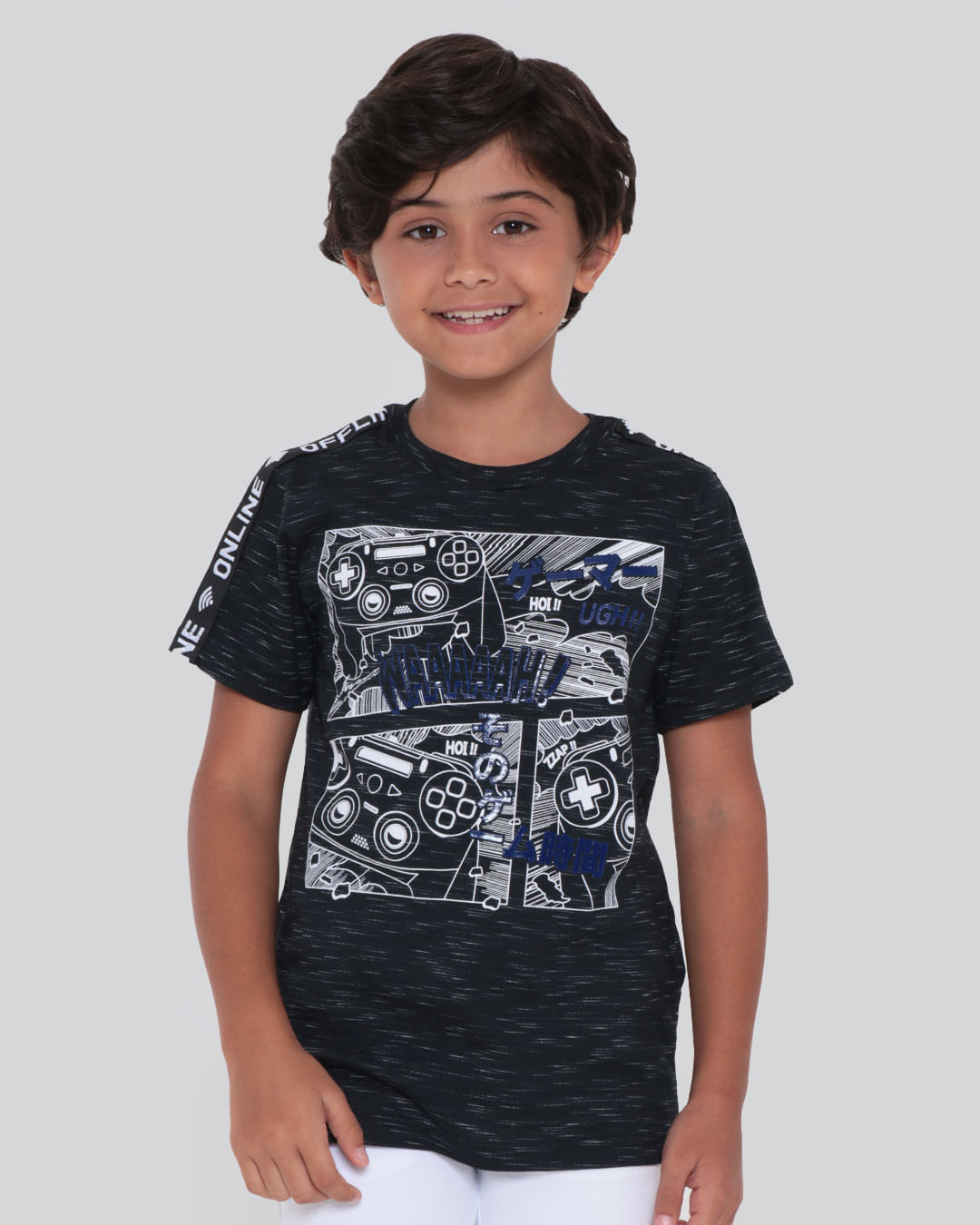 Camiseta Infantil Game Online Flamê Preta