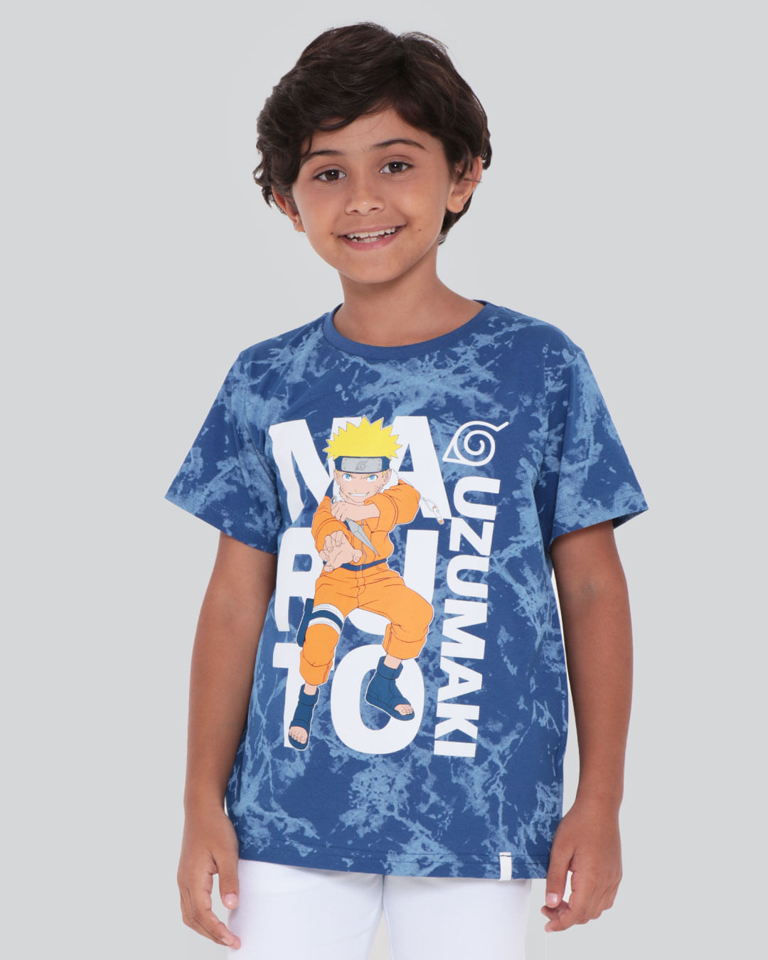Camiseta Infantil Naruto Tie Dye Azul