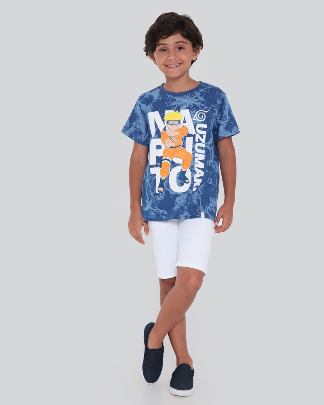 Camiseta Infantil Naruto Tie Dye Azul