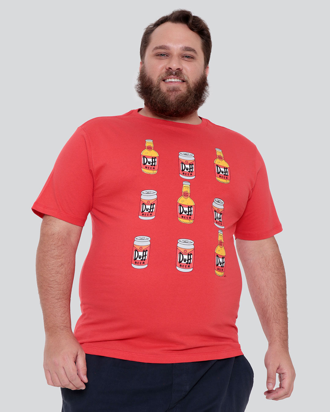 Camiseta Plus Size Masculina Estampa Duff Beer Simpsons Vermelha