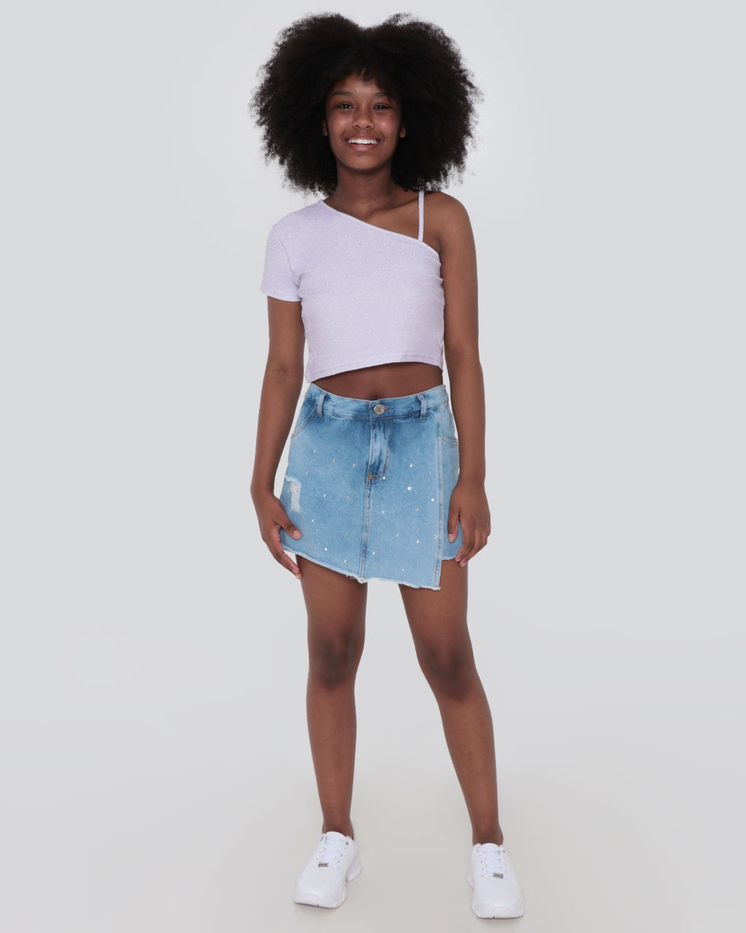 Blusa Cropped Juvenil Um Ombro Só Com Tiras Preta - Lojas Torra