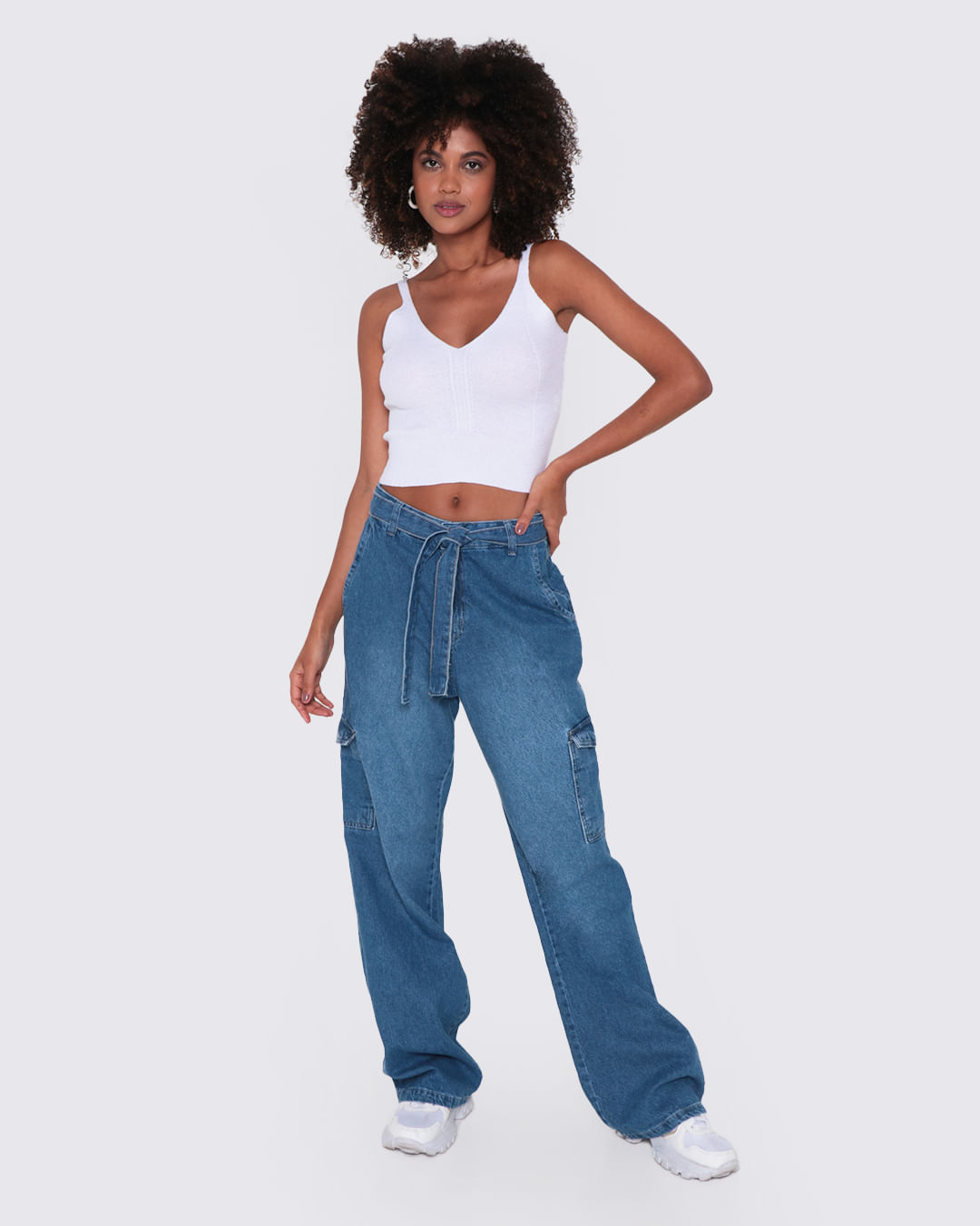 Regata Cropped Feminina Tricô Off White