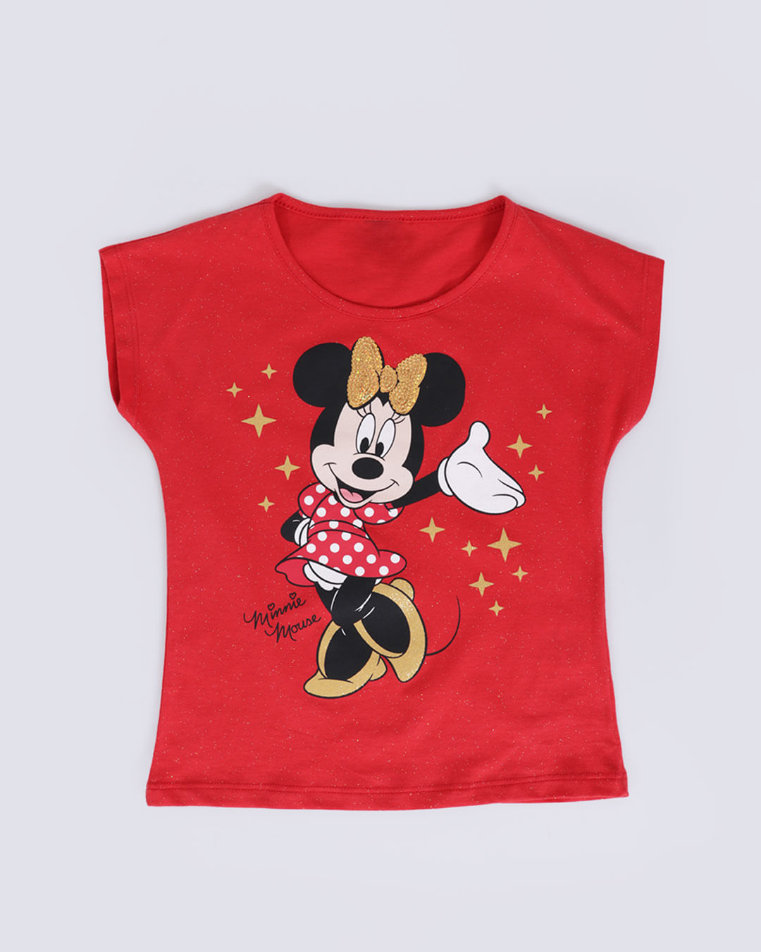 Blusa Infantil Paetê Minnie Mouse Disney Vermelho