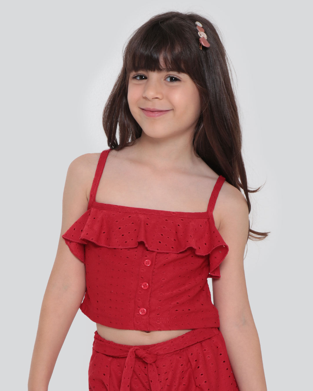 Blusa Infantil Cropped Laise Vermelha