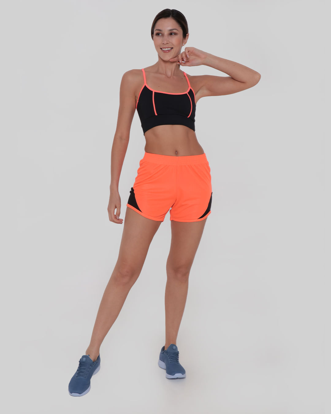 Short Feminino Fitness Laranja Neon