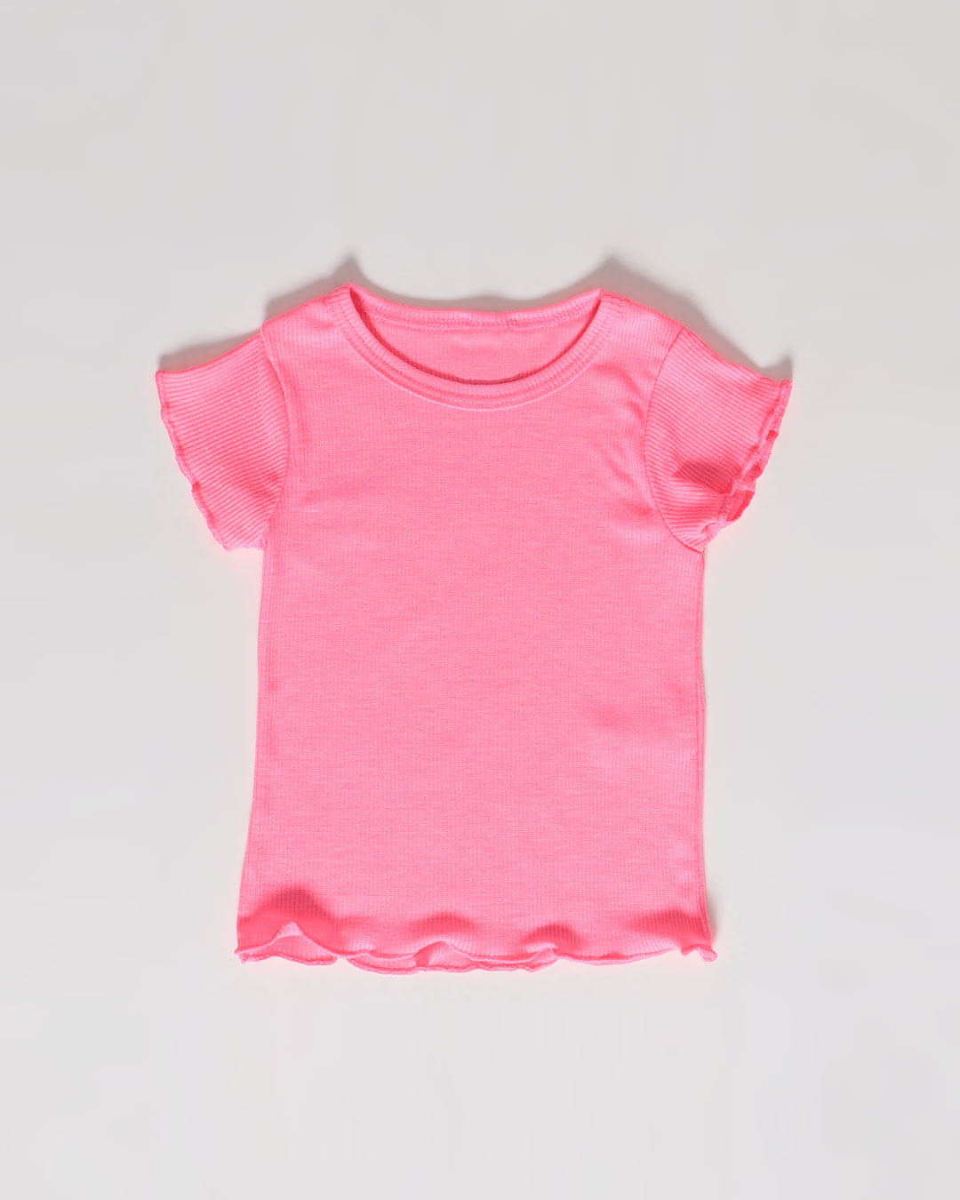 Blusa Bebê Canelada Neon Rosa