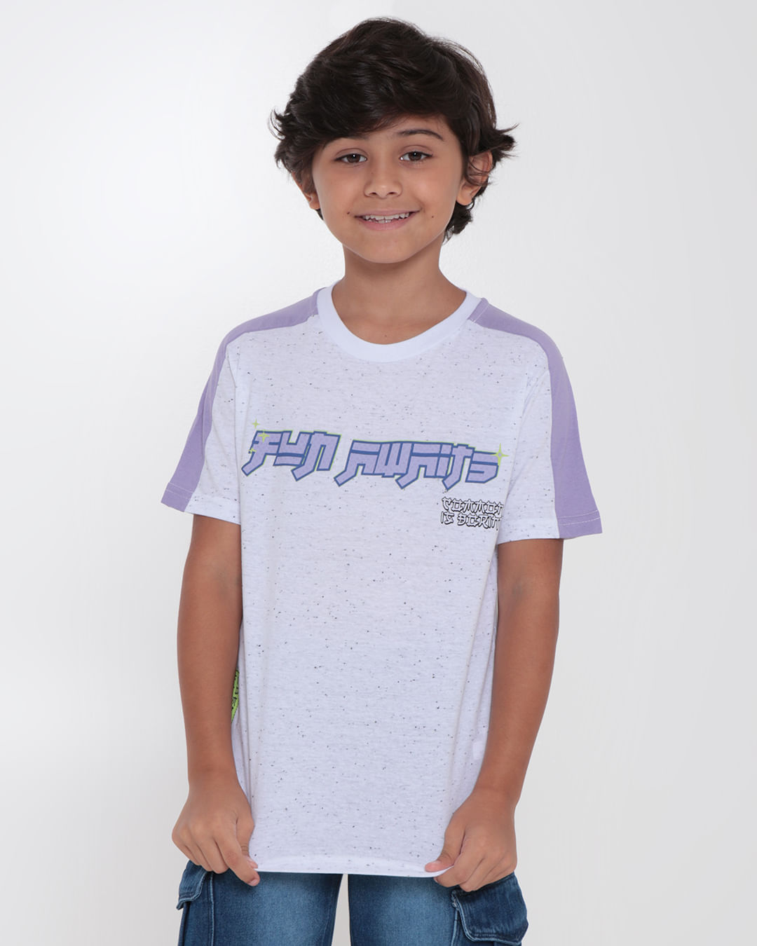 Camiseta Infantil Estampa Japonesa Botonê Branca