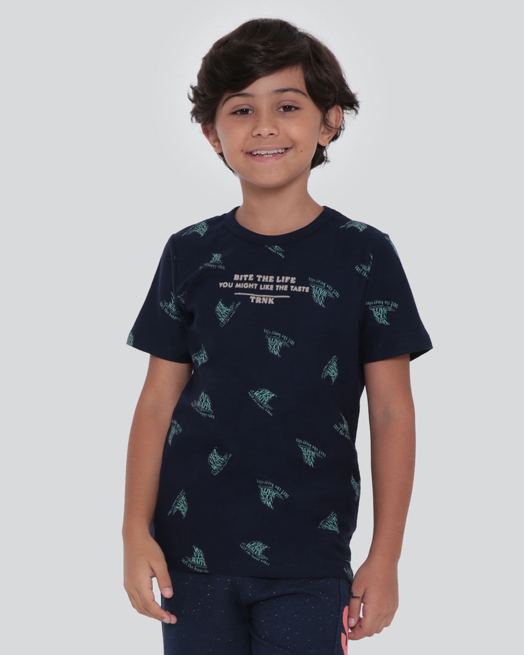 Camiseta Infantil Estampa Surf The Happy Vibes Azul Marinho