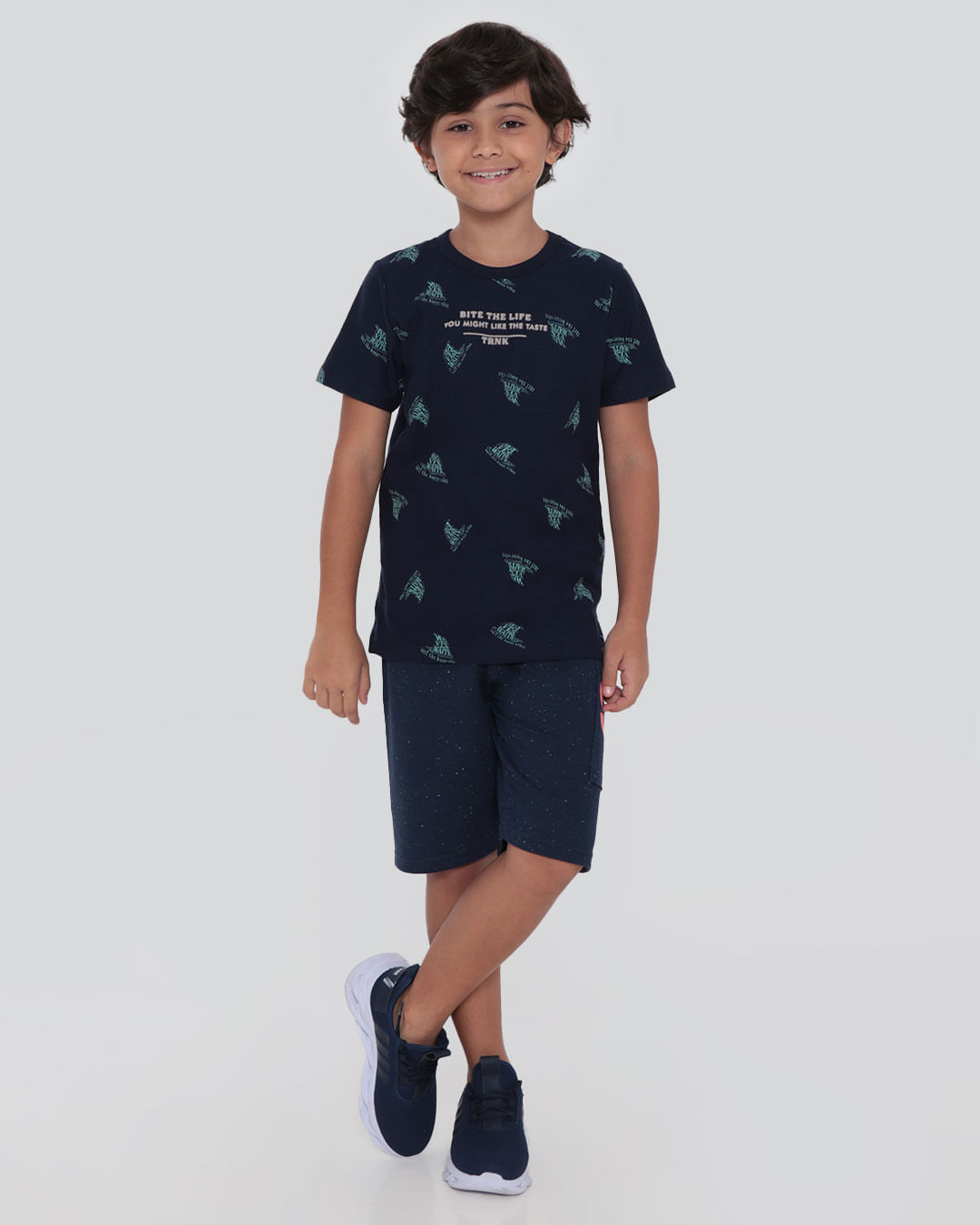 Camiseta Infantil Estampa Surf The Happy Vibes Azul Marinho