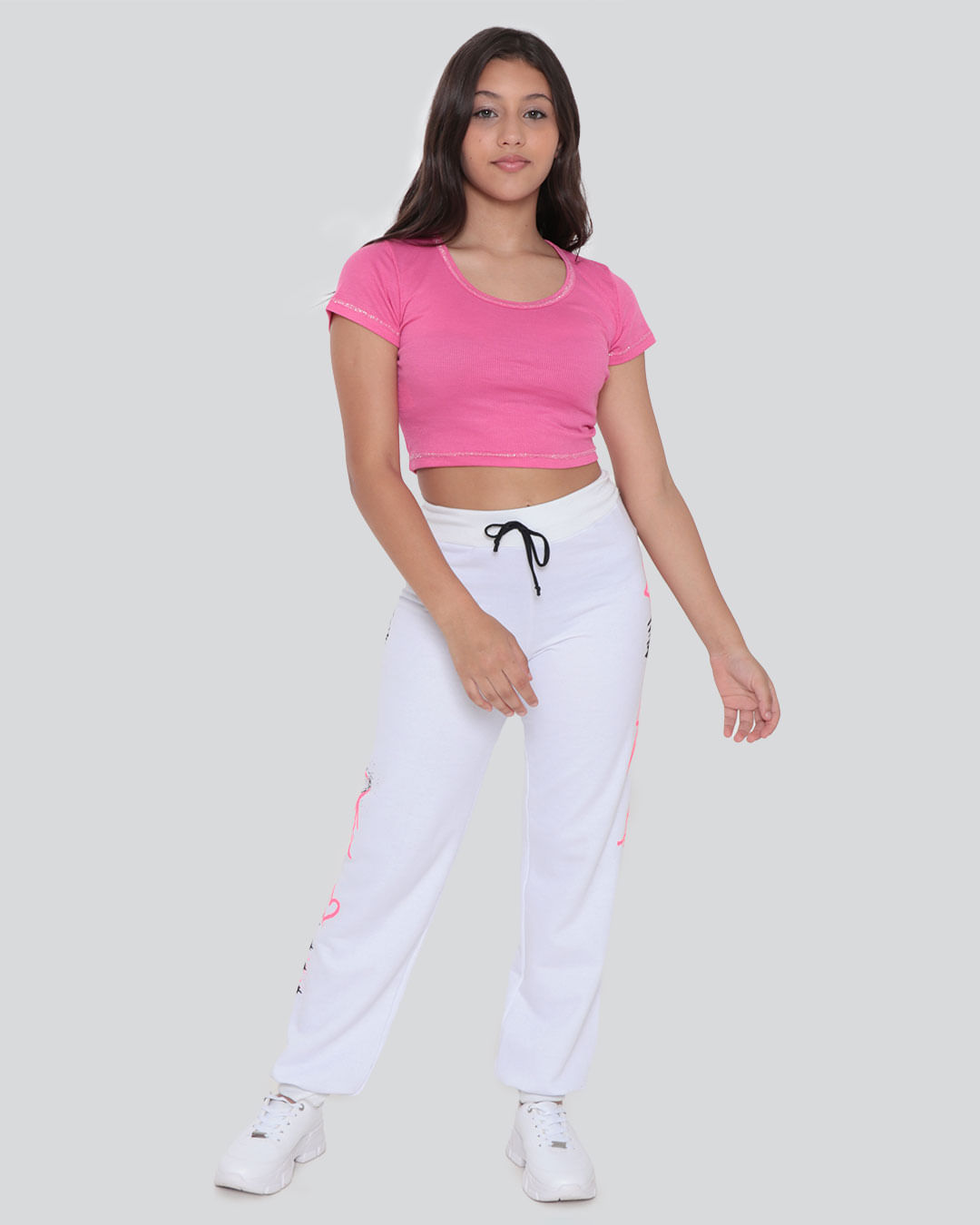 Blusa Juvenil Malha Canelada Rosa Médio