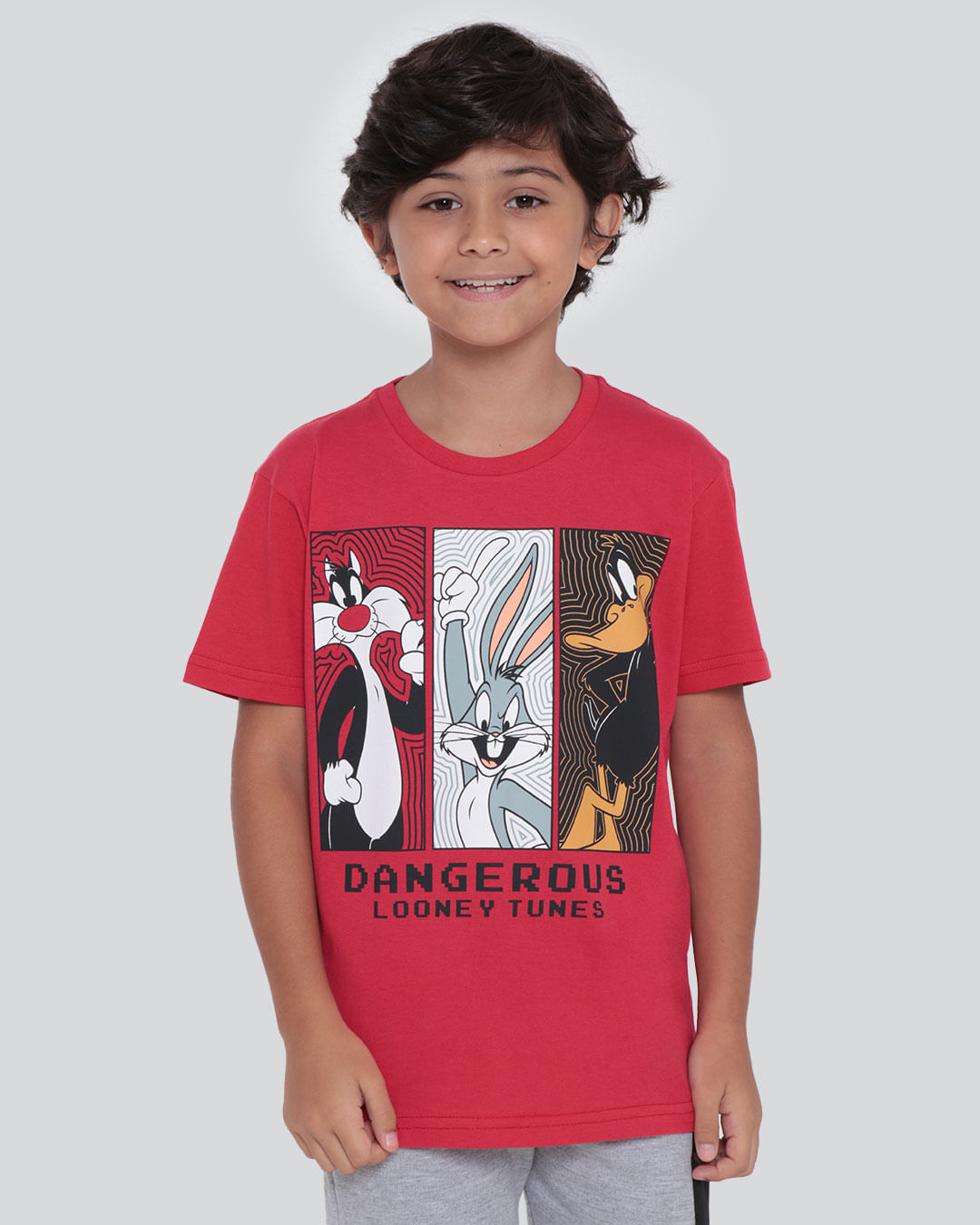 Camiseta Infantil Estampa Looney Tunes Vermelha