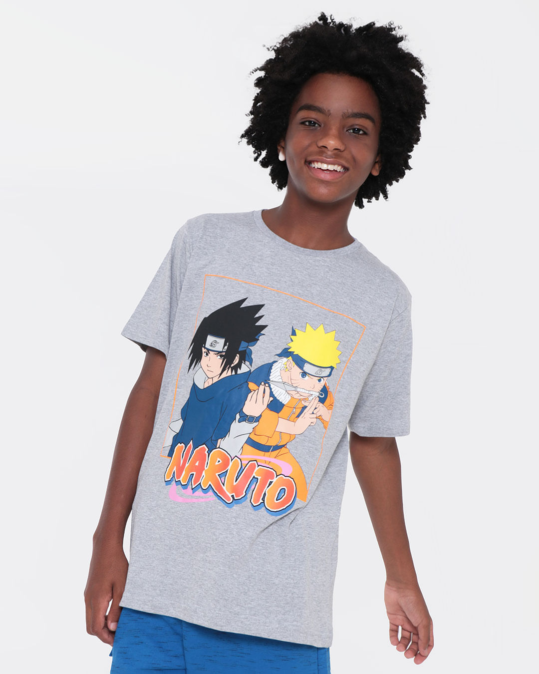 Camiseta Juvenil Estampa Naruto Mescla