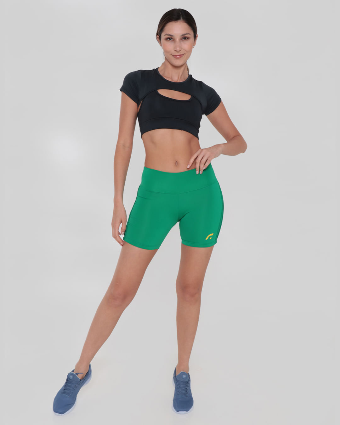 Top Duplo Feminino Fitness Bojo Removível Fitter Preto