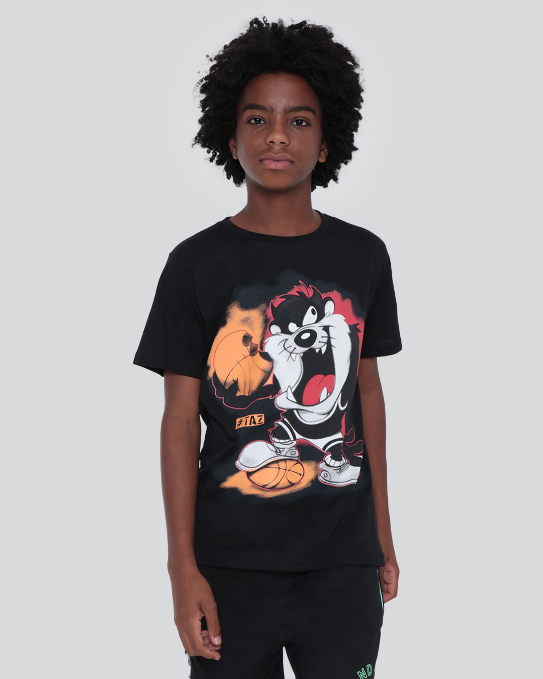 Camiseta Juvenil Estampa Taz Looney Tunes Preta