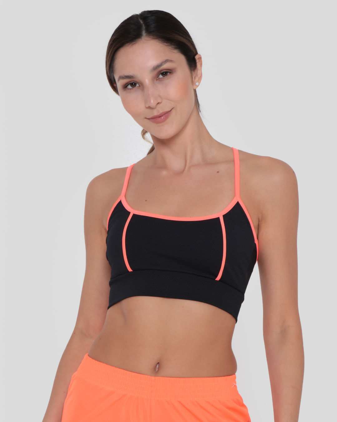 Top Fitness Feminino Alcinha Neon Rosa