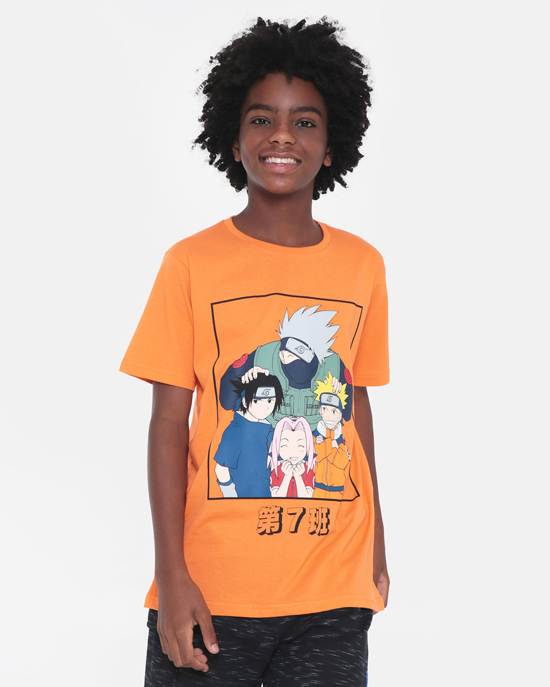 Camiseta Juvenil Estampa Naruto Laranja