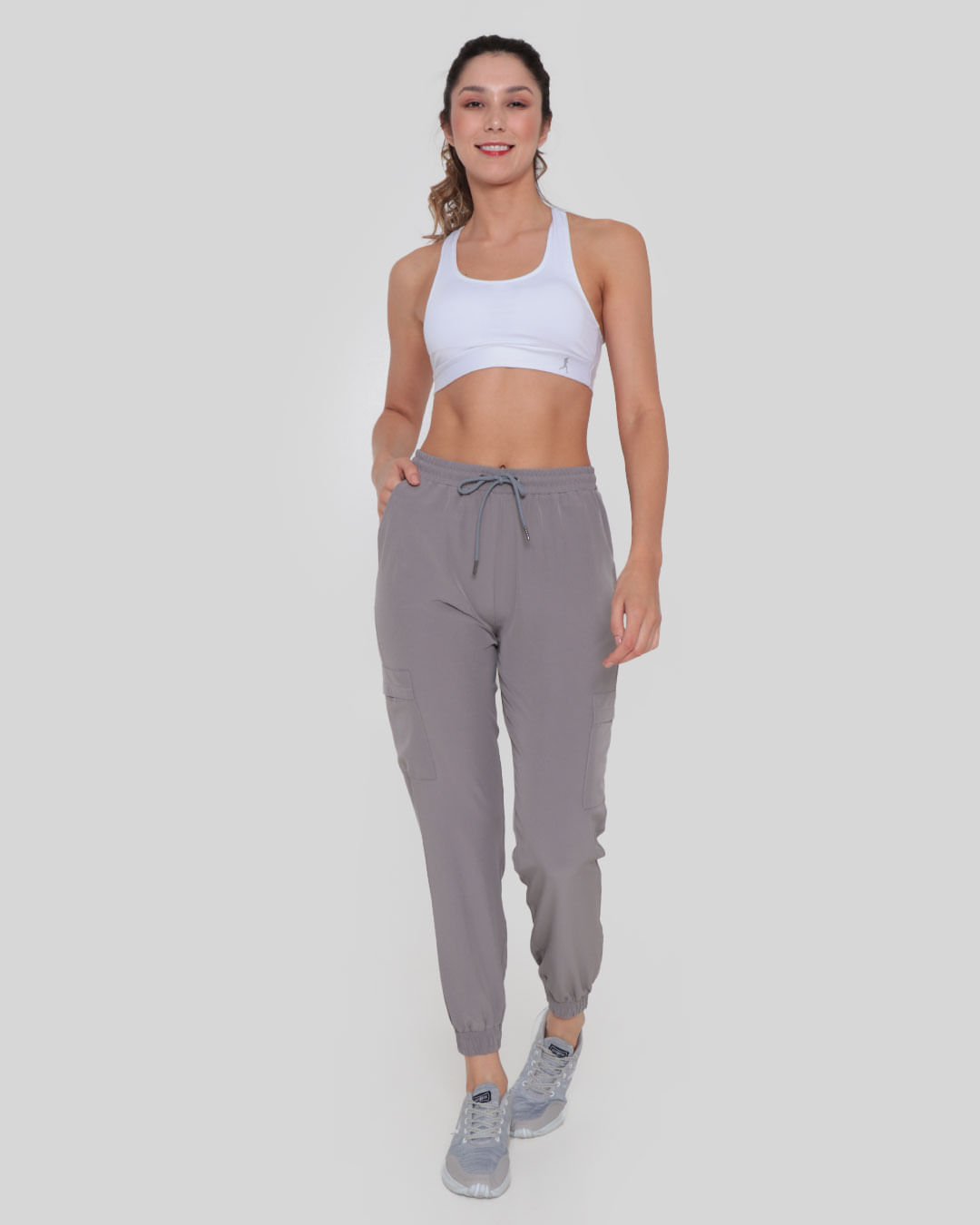 Calça Feminina Fitness Jogger Fitter Cinza