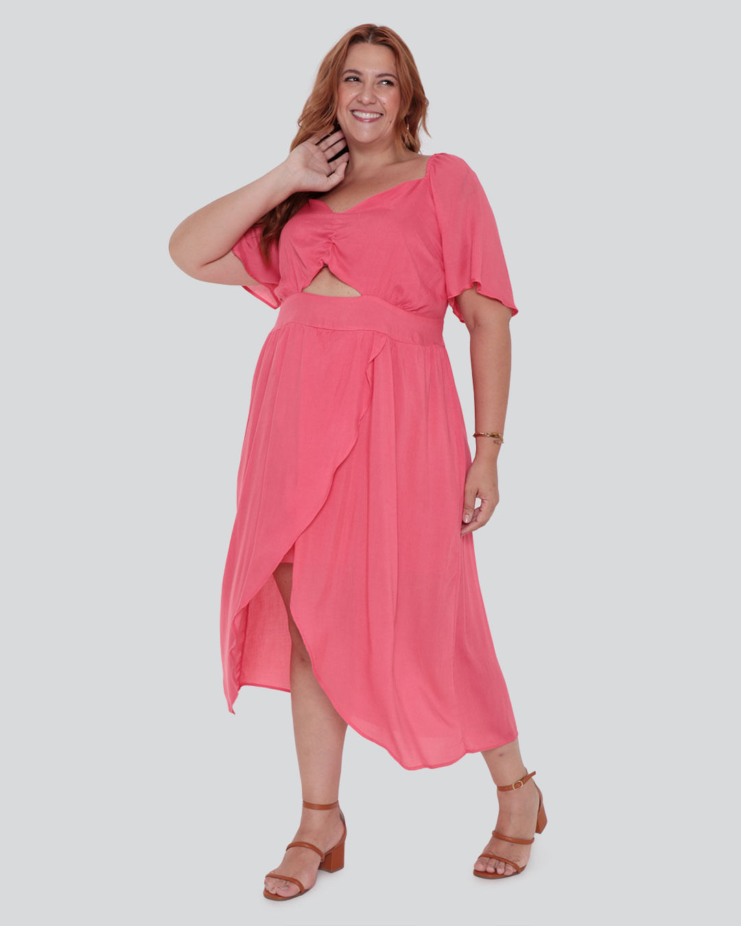 Vestido Plus Size Viscose Pink