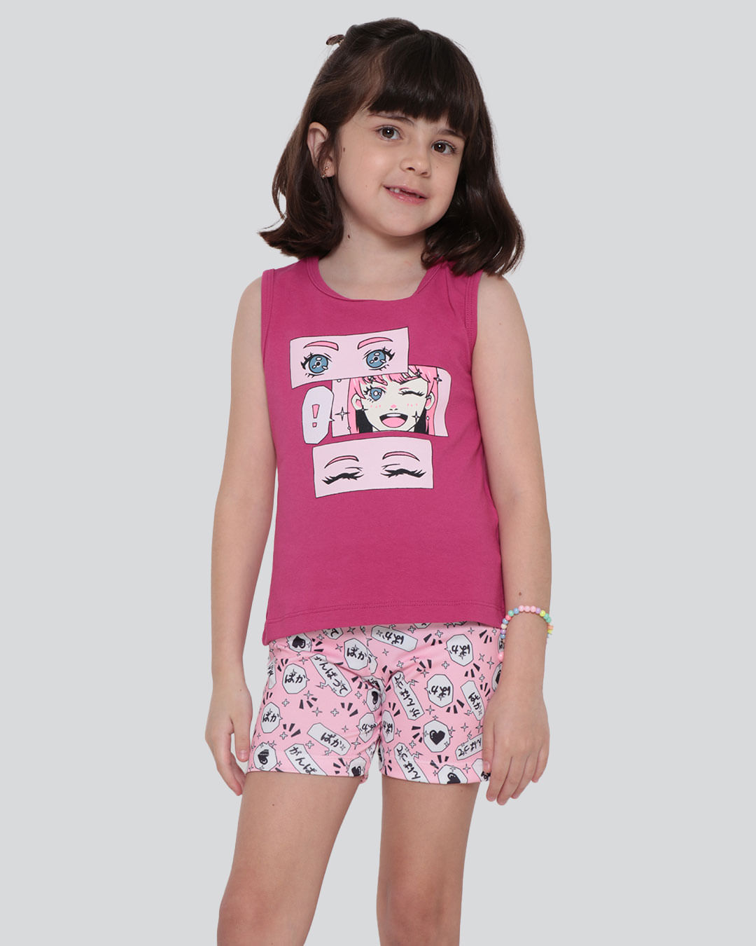 Conjunto Infantil Regata Estampa Anime Rosa