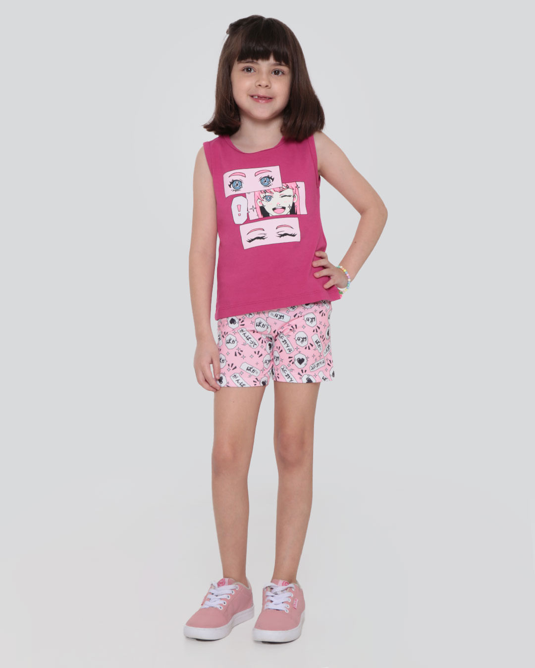 Conjunto Infantil Regata Estampa Anime Rosa