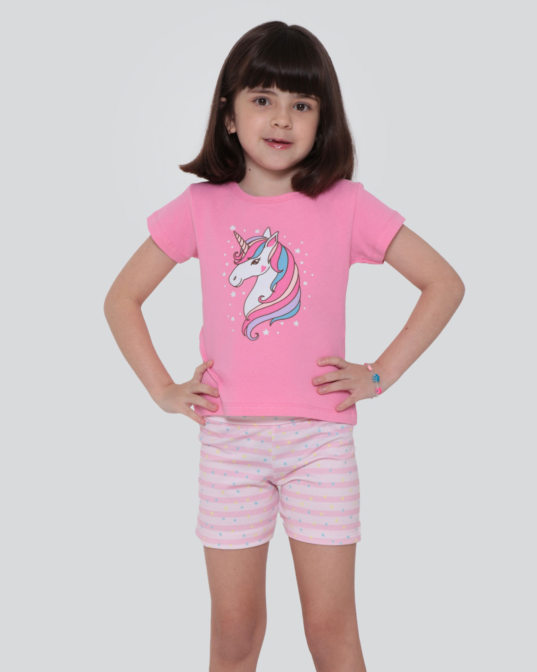 Conjunto Infantil Estampa Unicórnio Rosa