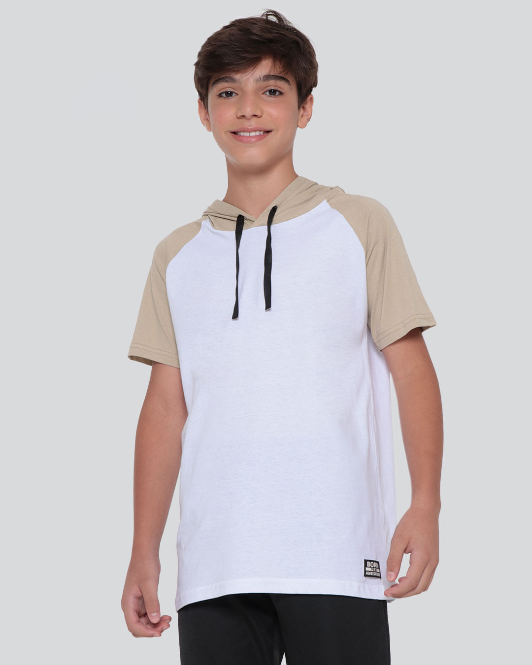 Camiseta Juvenil Capuz Recorte Branca