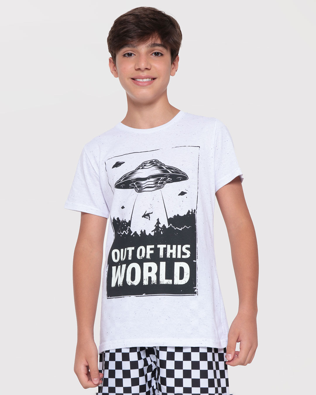 Camiseta Juvenil Botonê Disco Voador Branco