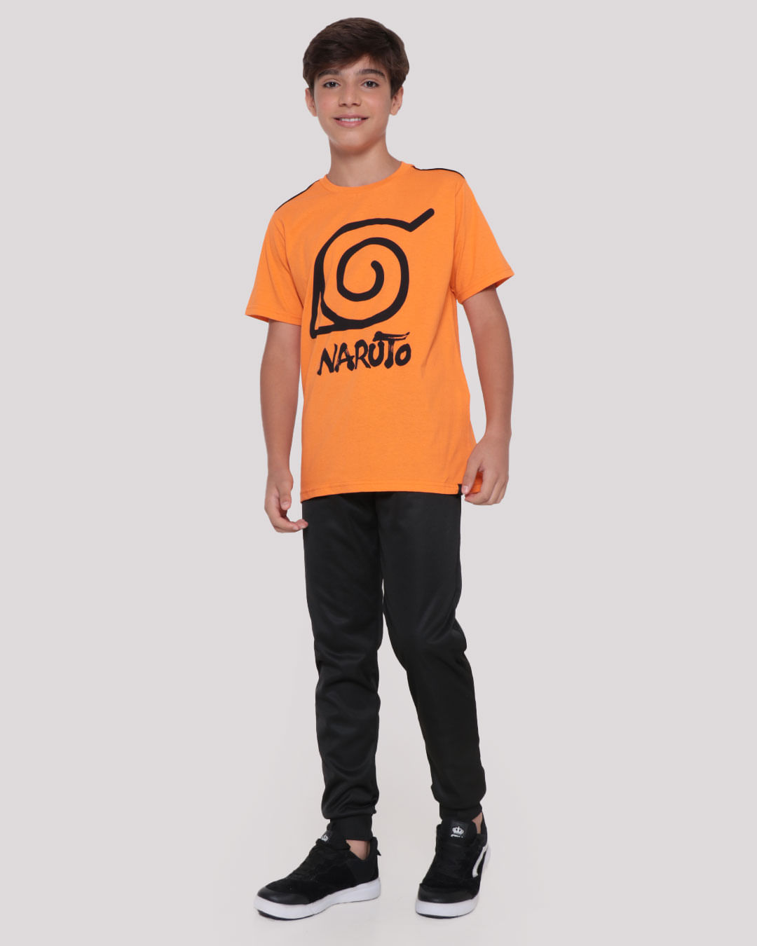Camiseta juvenil com tela Naruto Clássico laranja
