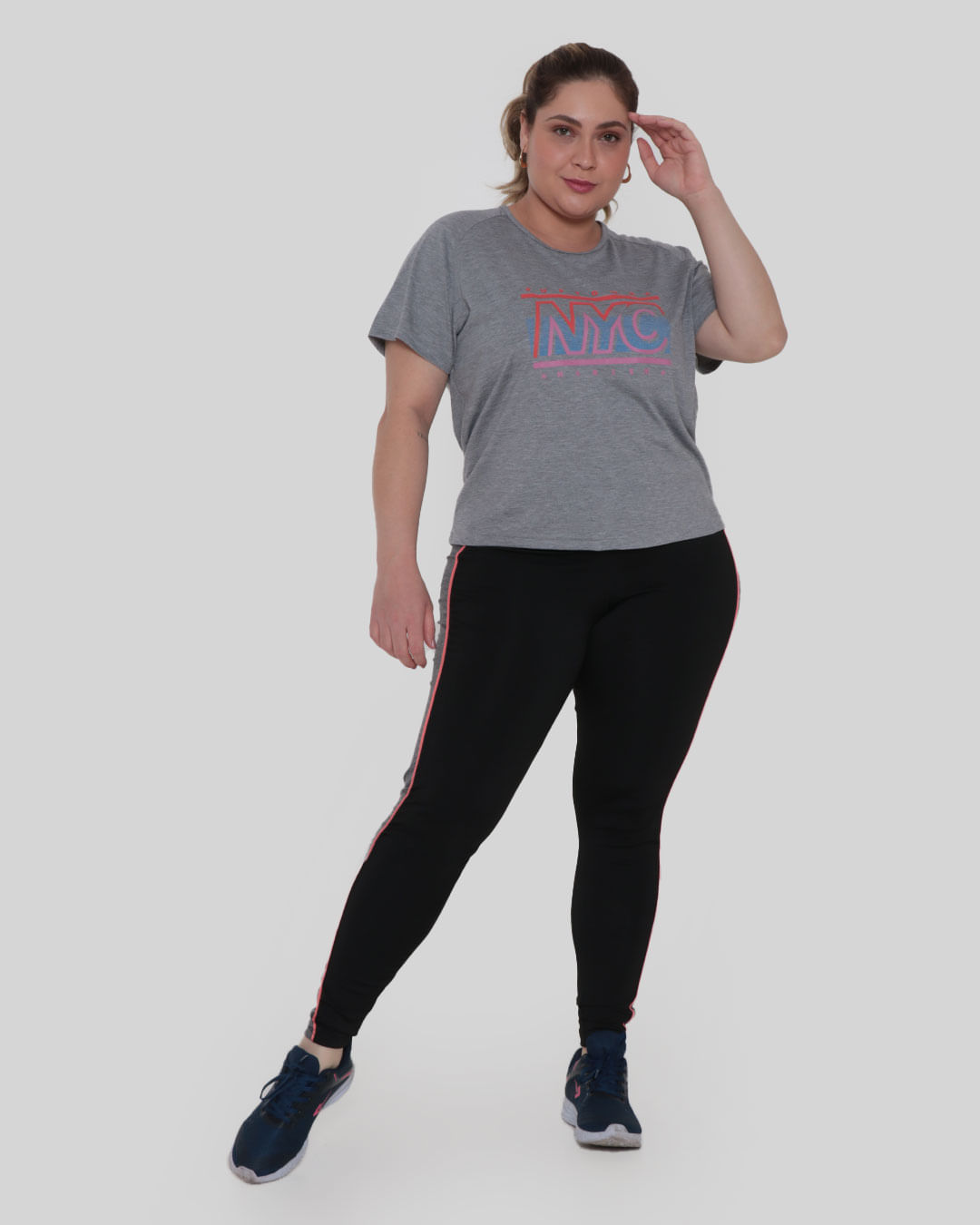 Blusa Feminina Plus Size Fitness Fitter Cinza