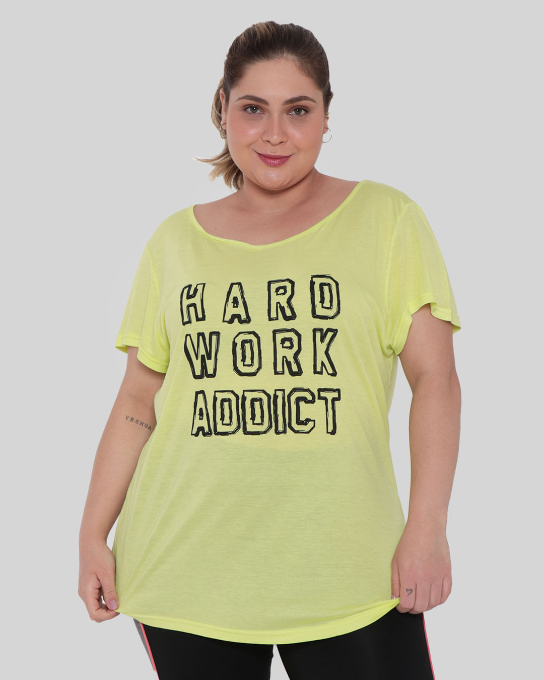 Blusa Feminina Plus Size Fitness Fitter Neon Verde