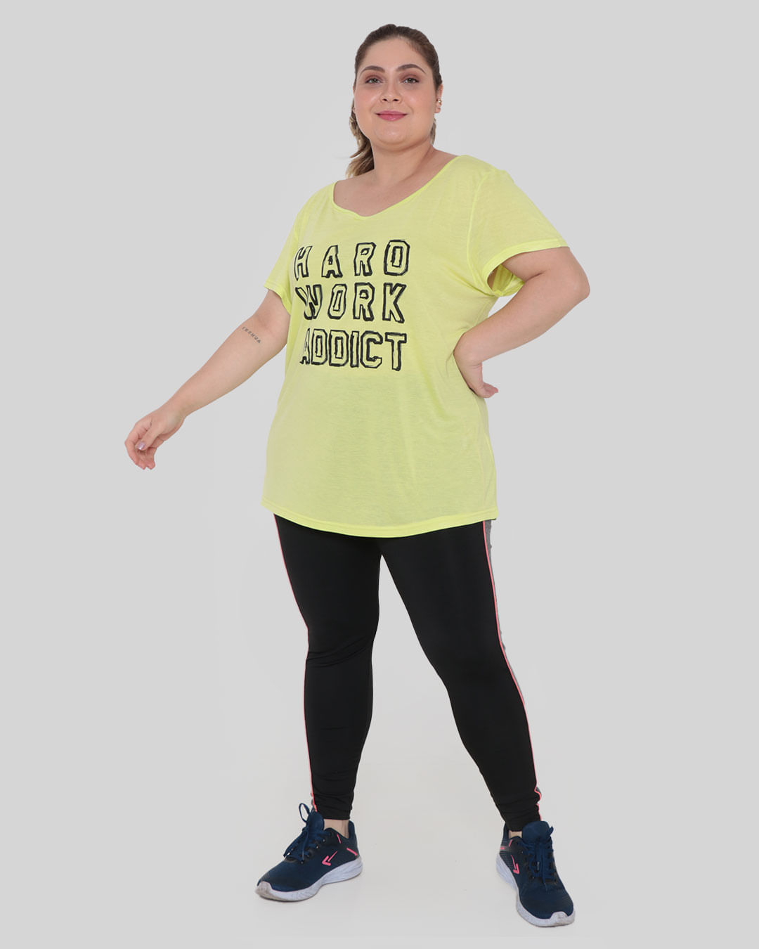 Blusa Feminina Plus Size Fitness Fitter Neon Verde