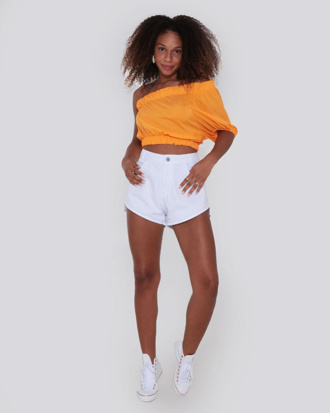 Blusa Feminina Viscose Cropped Ombro Só Amarelo