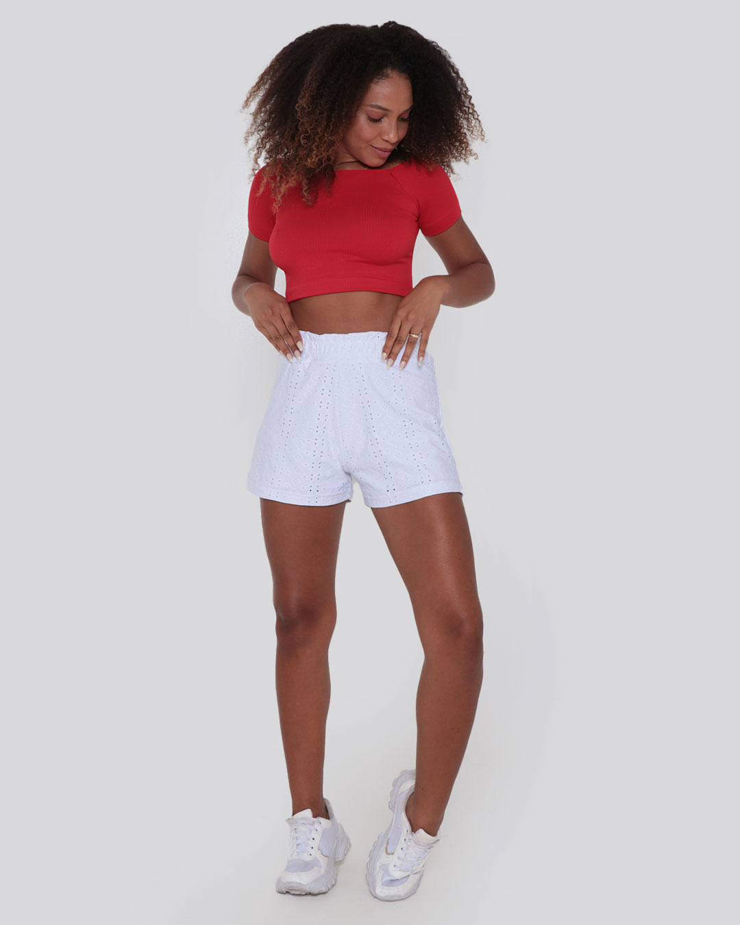 Blusa Feminina Cropped Canelada Vermelha