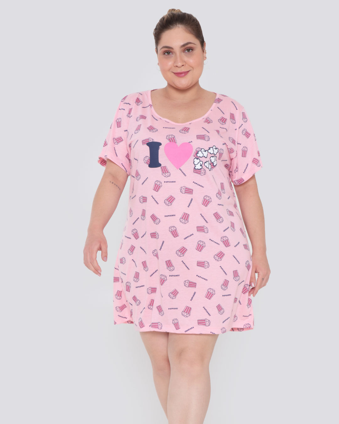 Camisola Feminina Plus Size Pipoca Rosa