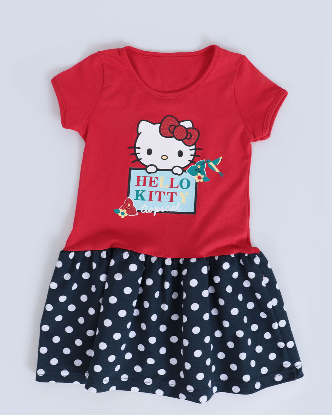 Vestido Bebê Estampa Hello Kitty Vermelhoio