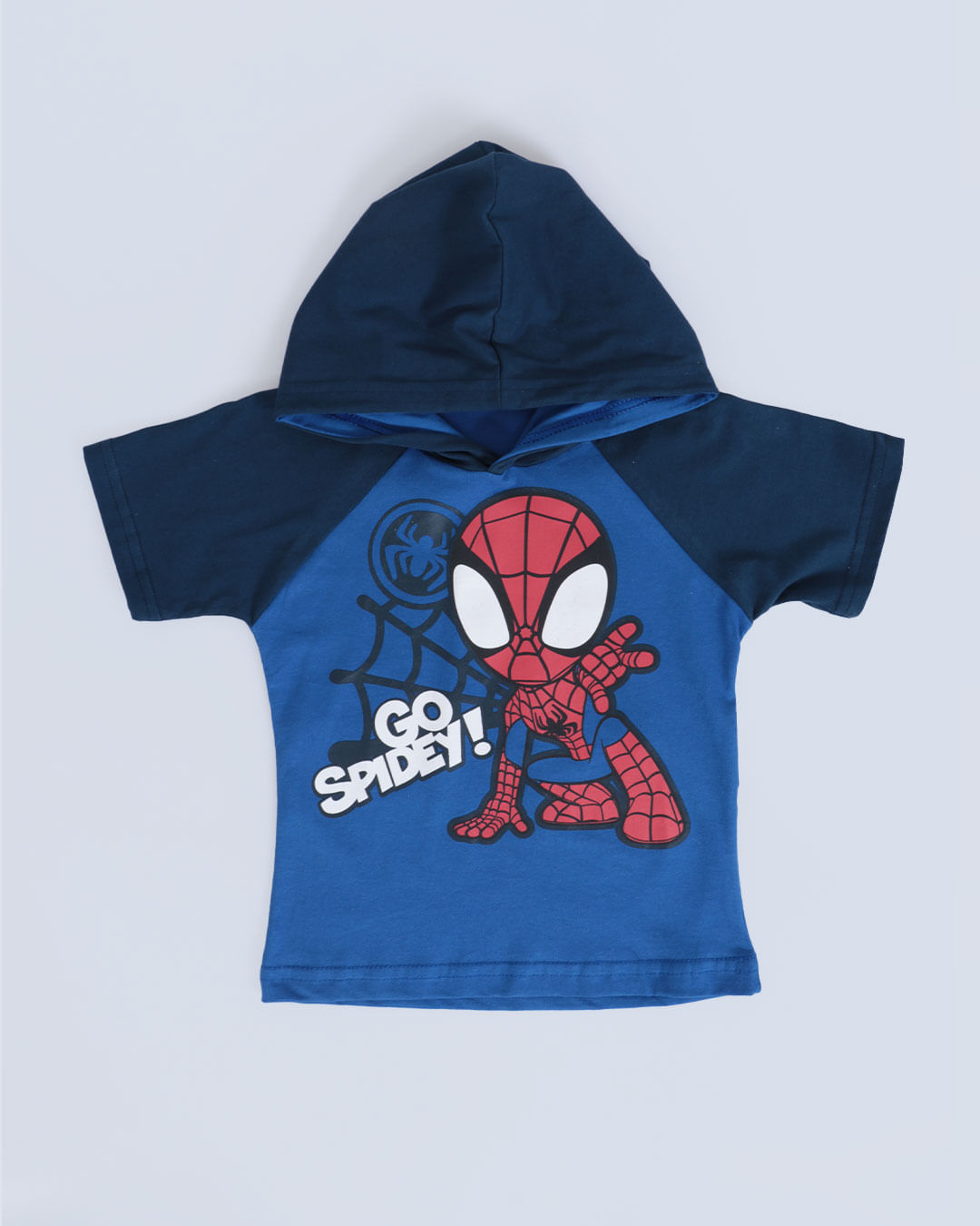 Camiseta Bebê Capuz Homem Aranha Marvel Azul