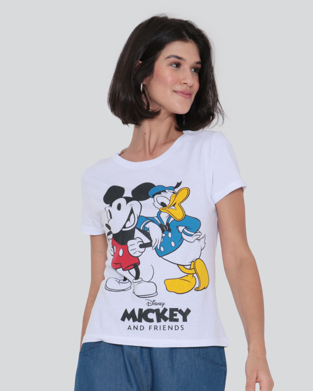 Camiseta Feminina Mickey e Donald Disney Branca