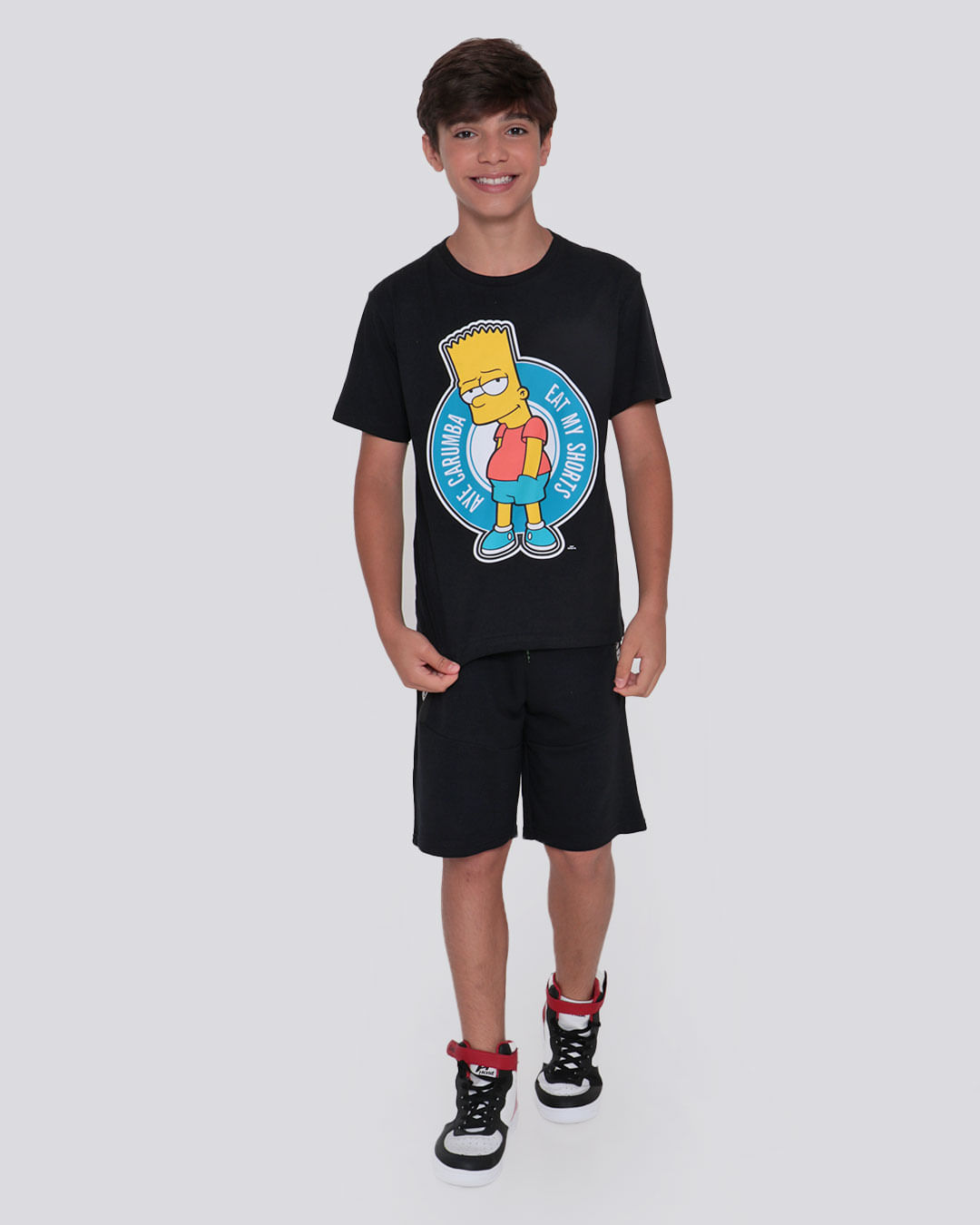 Camiseta Juvenil Estampa Bart Simpson Preta