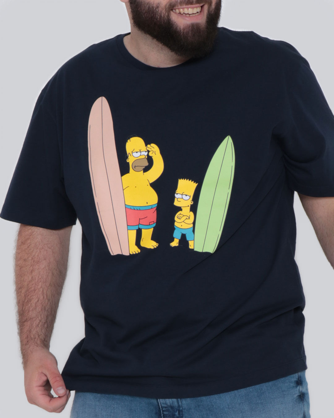 Camiseta Masculina Plus Size Simpsons Azul Marinho